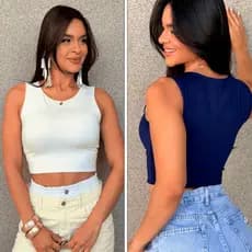 Regata Dupla Face 2 em 1 Cropped Blusa Frente Única Look