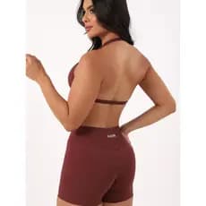 Kit 2 Conjuntos Fitness Top Costa Aberta Short curto Poliamida Empina Bumbum Academia Musculação