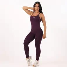 Macacão Comprido de Academia Trançado Costa Nua Perna Longa Zero Transparência Fitness Musculação Roupa de Academia