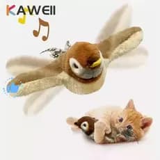 Pássaro Pardal de Pelúcia para Gatos Eletrônico bate asas Sons Realistas Brinquedo para PET Gatinho