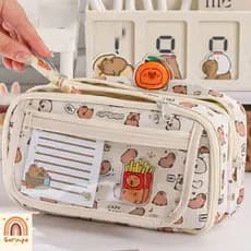 Estojo Kawaii Capivara Multicamadas para lápis e canetas de Grande Capacidade ESTOQUE NO BRASIL