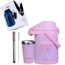 Kit Terere Chacal Garrafa 2,5L Cuia 200ml Bomba Inox  Rosa - Lançamento
