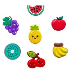 04 a 12 Pins/Bottons Emborrachados Para Babuche - Frutinhas