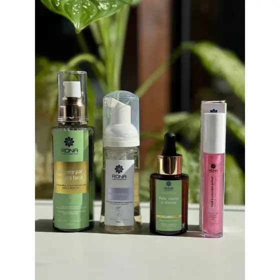 KIT SABONETE, ESPUMA.SERUM E GLOSS ROSA GLOW RONA CARE COSMÉTICOS 1117-A