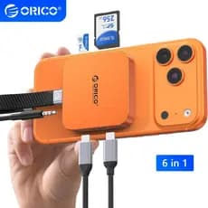 Hub magnético tipo C ORICO, leitor de cartão SD/TF, adaptador de áudio, estação de acoplamento USB para celular e laptop
