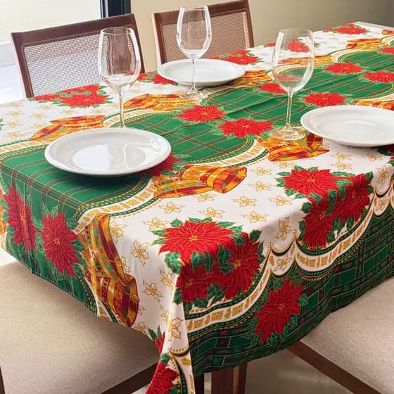 Natal Toalha De Mesa Natalina Oxford Premium 4, 6 e 8 cadeiras