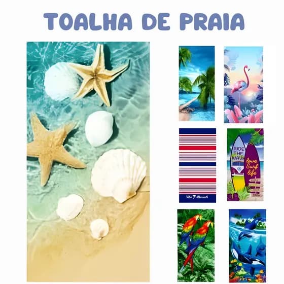 Toalha de Praia Piscina Estampada Grande Banho Promoção