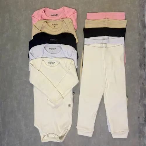 Kit 10 Pecas Body Bebe Manga Longa Calca Mijao Algodao Canelado Conjunto Menino Menina Unissex