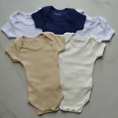 Kit 5 Pecas Malha Canelada Body Bebe Manga Curta Verao Inverno Menino Algodao