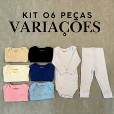 Kit 6 Pecas Body Bebe Manga Longa e Calca Mijao Canelado 100% Algodao Menino Menina Unissex