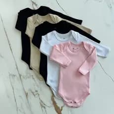 Kit 5 Body Bebe Manga Longa Suedine Algodao Menina Inverno Verao