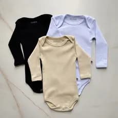 Kit 3 Body Bebe Manga Longa Canelado Algodao Verao Inverno Menino Menina Neutro