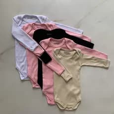 Kit 5 body bebe manga longa canelado 100% algodão menina inverno