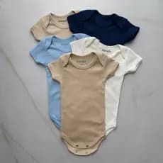Kit 5 Body Bebe Manga Curta Menino 100% Algodao Verao Inverno Suedine