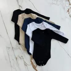 Kit 5 Body Bebe Manga Longa Suedine 100% Algodao Menino Inverno Verao