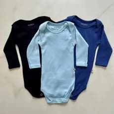 Kit 3 Body Bebe Menino Canelado Manga Longa 100% Algodao Verao Inverno