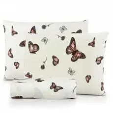 Jogo De Cama Estampado Borboleta Marrom Algodão Cama Queen Casal Solteiro