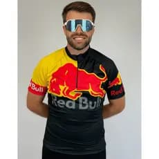 Camiseta Masculina para Ciclismo MTB Proteção UV Tecido Dryfit Red Bull