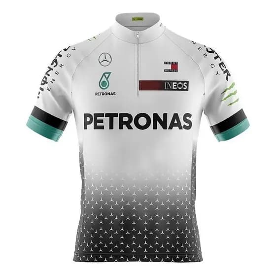 Camisa Ciclismo Masculina Dryfit Proteção UV Bike MTB Speed Petronas Branca