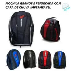 Mochila Impermeável Reforçada Honda Yamaha p/ notebook vermelha preta azul moto ciclista escolar
