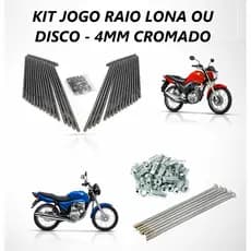 Jogo Raio Cromado 4mm Titan Fan Start 125/150/160 Freio Lona/disco Dianteiro/Traseiro