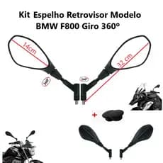 Espelho Retrovisor Modelo BMW F800 GS650 Giro 360 Rosca Honda CG Titan Fan 125 150 160 Twister