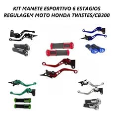 Kit Manete Manopla Esportivo Honda Twister 250 CB 300 Freio Disco Preto Vermelho Azul Cromado