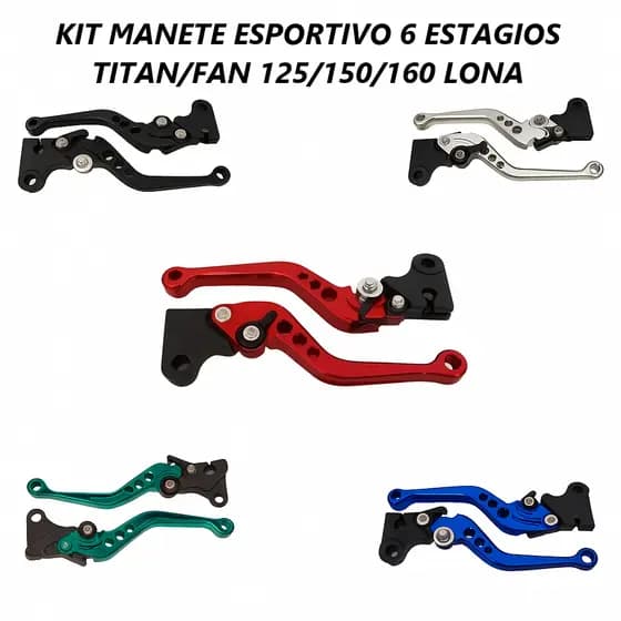 Manete Esportivo Regulagem 6 estágios Freio a Lona Tambor Honda Titan Fan Start 125 150 160 Par Kit