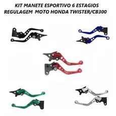 Kit Manete Esportivo Moto Honda Twister 250 CB 300 Freio Disco Preto Vermelho Azul Cromado Verde