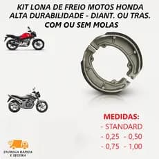 Kit Lona de Freio Patim Tambor Moto Honda Cg Start Titan Fan 125 150 160 Twist Dianteiro ou Traseiro