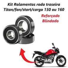 Kit Rolamentos da Roda e Flange Traseira moto Honda Titan Fan Start Mix 150 160 Premium Blindado
