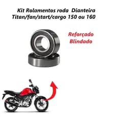 Kit Rolamentos da Roda Dianteira raiada/liga moto Honda Titan Fan Start Mix 150 160 Premium Blindado