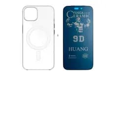 Kit 2 em 1 Capa MagSafe + Película Cerâmica Fosca Privacidade Compatível iPhone 11 12 13 14 15 16 Pro Max royal