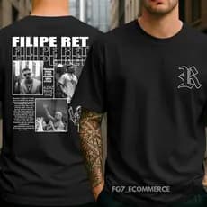 Camiseta Unissex Bootleg MC Rapper Filipe Ret Trap Ninguém Funk Inveja o Ruim Rap Melhor Vibe