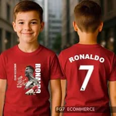 Camiseta Infantil Jogador Cristiano Ronaldo Futebol CR7 Robozão Goat Melhor Criança Estampa