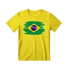 Camisa Unissex Brasil Bandeira Camiseta Infantil e Adulto 100% Algodão - Envio Imediato