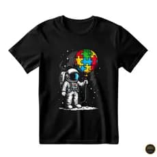 Camisa Unissex Astronauta Balão Autismo Camiseta Autismo Inclusão 100% Algodão - Envio Imediato