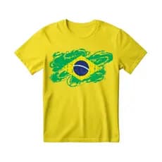 Camisa Unissex Bandeira do Brasil Camiseta Amarela Independencia 100% Algodão - Envio Imediato