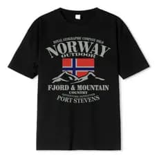 Camisa 30.1 Camiseta Noruega Bandeira País Masculina Algodão Premium Premium Algodão Envio Imediato
