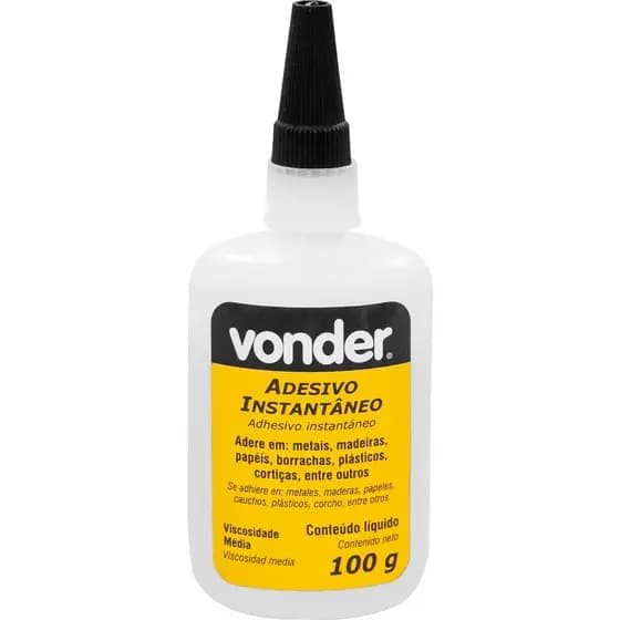 Cola Instantânea, Adesivo instantâneo 100g Industrial Cianocrilato Vonder