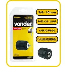 Mandril 10mm Manual De Aperto Rápido Rosca 3/8 Pol VONDER