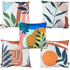 KIT CAPAS DE ALMOFADAS ESTAMPADAS PREMIUM 45x45 ESTAMPA FLORAL EXCLUSIVA EFEITO 3D ZÍPER INVISÍVEL