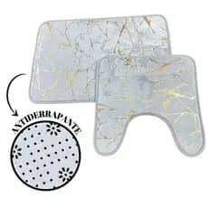 KIT CONJUNTO TAPETE BANHEIRO 39X59/39X39 MÁRMORE LUXO MODERNO DECORATIVO CARPETE ANTIDERRAPANTE
