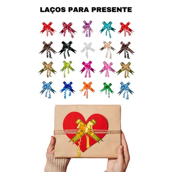 Kit 100 Laços Fácil Filete Lacinho Laço Presente, Varias Cores 18MM X 32CM, Magico