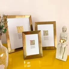 KIT 05UN OU 10UN PORTA RETRATOS 10X15 DOURADO METAL LUXO BRILHANTE SALA, QUARTO, ESCRITÓRIO