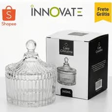 Bomboniere Potiche Cristal luxo vidro tampa baleiro cozinha sala café doces balas médio 220/240 ML