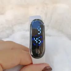 RELÓGIO DIGITAL LED PULSEIRA BRANCA SILICONE UNISSEX