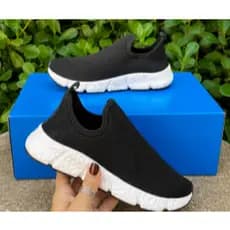 Tênis calce fácil passeio caminhada esportivo casual feminino preto tecido