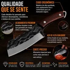 Faca Artesanal Aço Inox 4CR Cabo Madeira Alta Qualidade