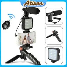 Tripé Estabilizador de Mão Gimbal Microfone Celular Gravação De Vídeo COM Bluetooth Remote Control